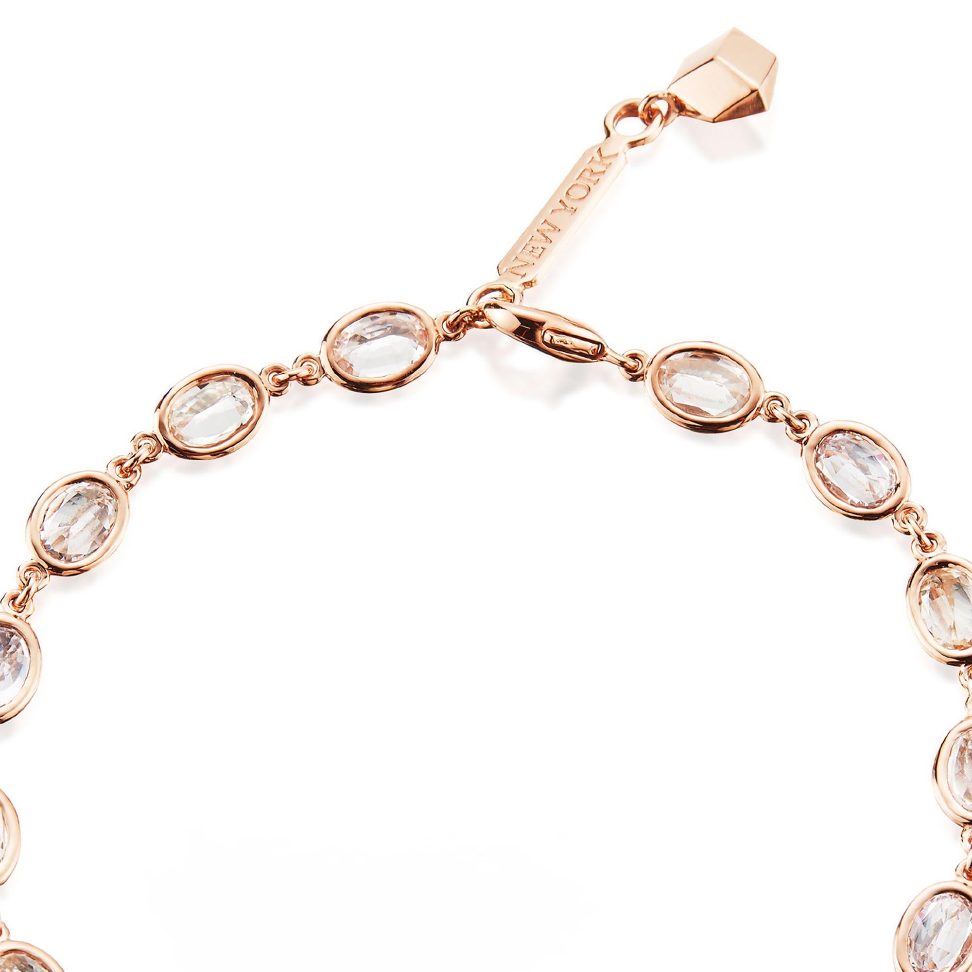 Oval Cut Paolo Costagli 18 Karat Rose Gold White Sapphire 8.50 Carat Ombre Bracelet For Sale