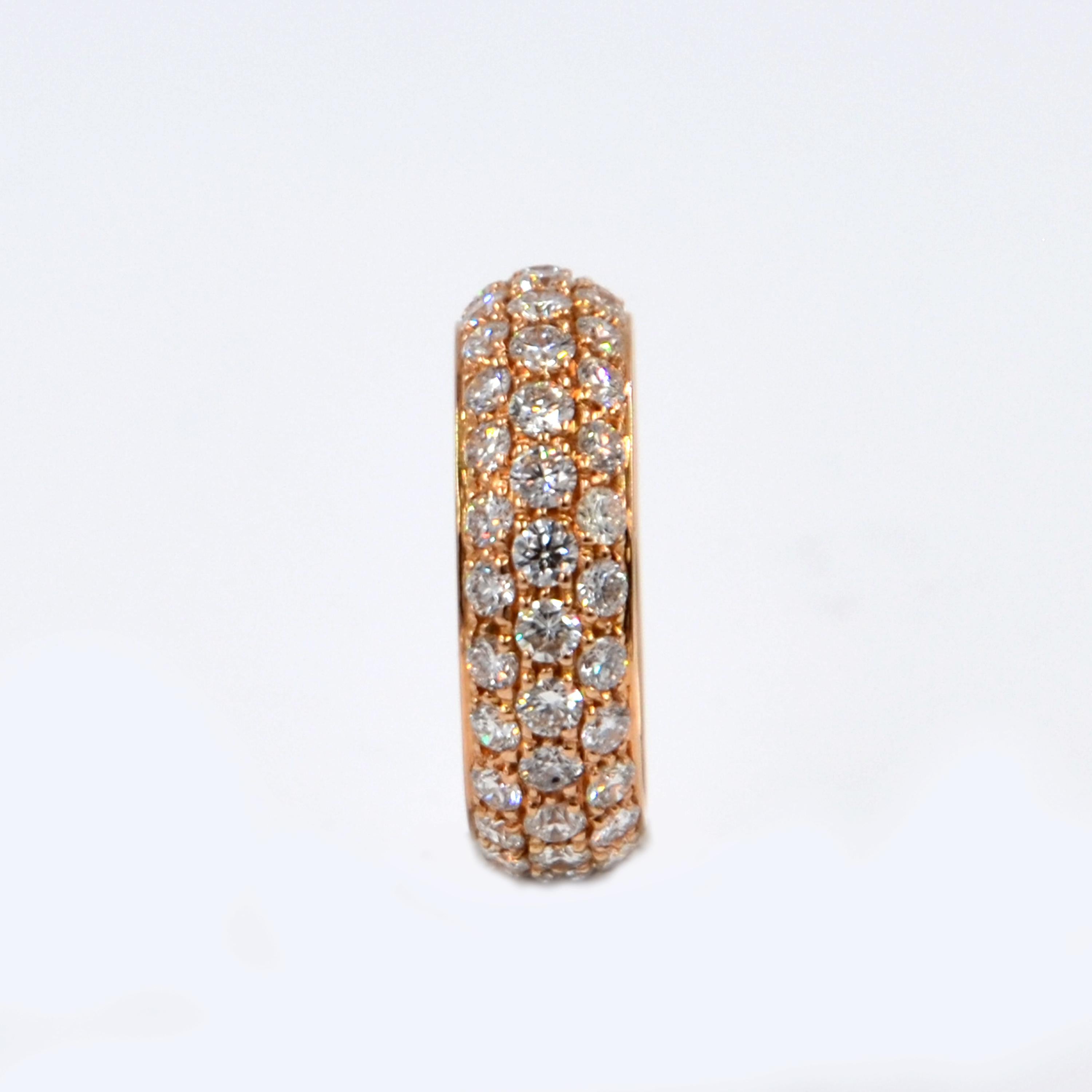 Taille ronde Bague à anneau Garavelli éternel en or rose 18 carats et diamants blancs