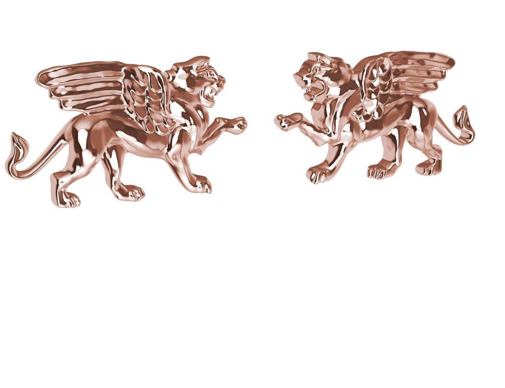 Clous d'oreilles griffons ailés en or rose 18 carats avec lion ailé Pour femmes en vente
