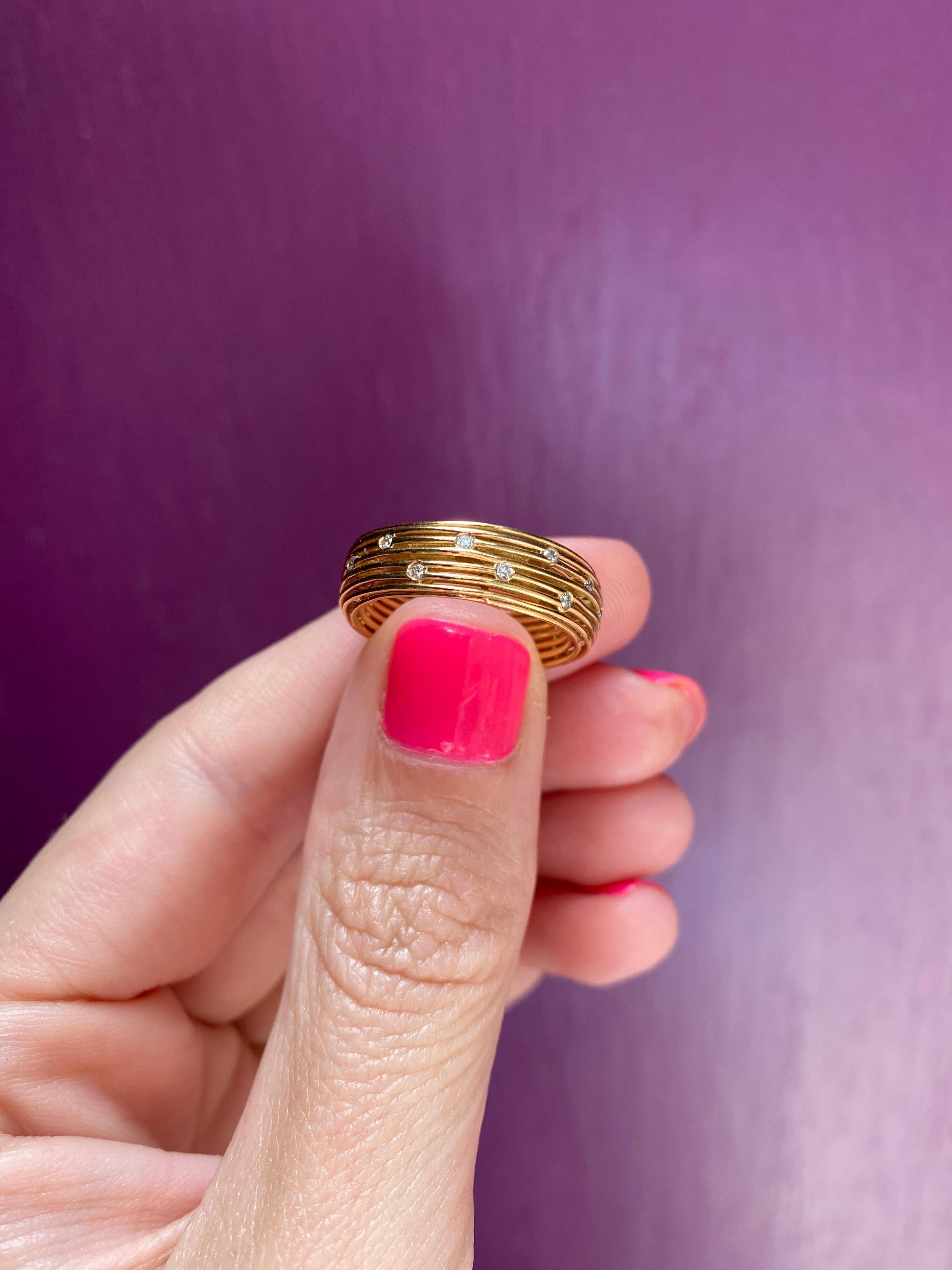 18 Karat Rose Gold Wire Ring with 0.09ctw Round Diamonds 1
