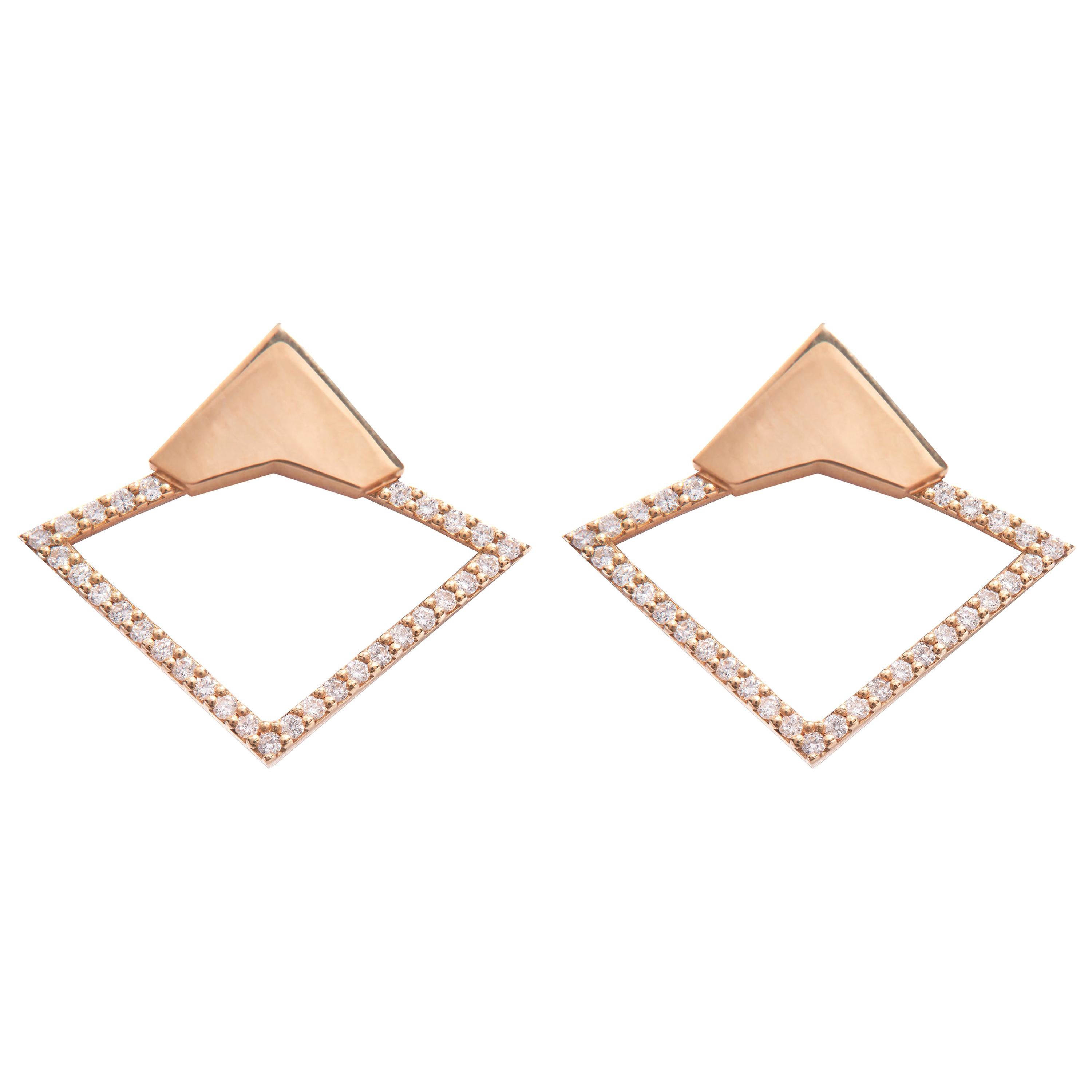18 Karat Rose Gold with 0.44 Carat Diamond Pavé Orbita Earrings.Sustainable FJ For Sale