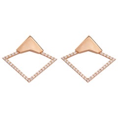 18 Karat Rose Gold with 0.44 Carat Diamond Pavé Orbita Earrings.Sustainable FJ