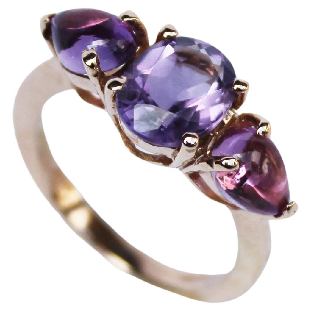 18 Karat Rose Gold With Amethyst And Pink Tourmaline Modern Cocktail Ring For Sale 2