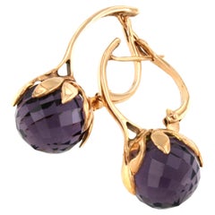 18 Karat Rose Gold with Purple Amethyst Earrings