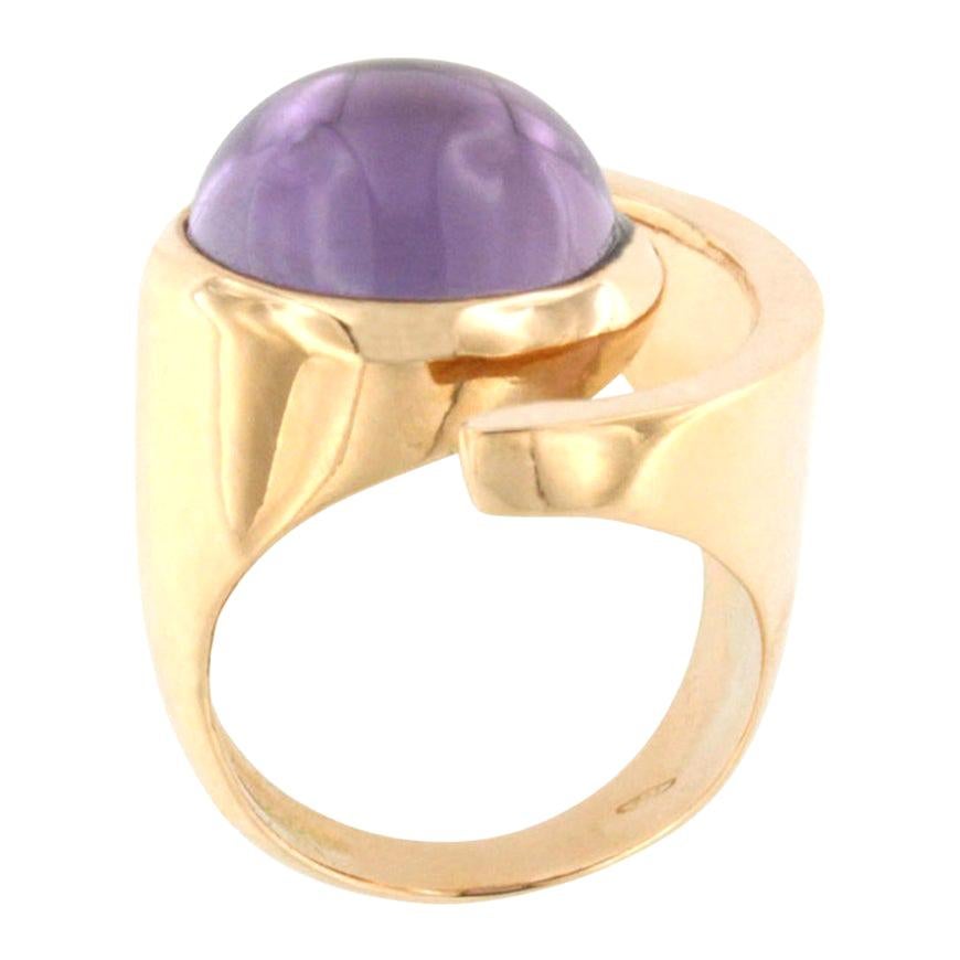 18 Karat Rose Gold with Amethyst Ring For Sale