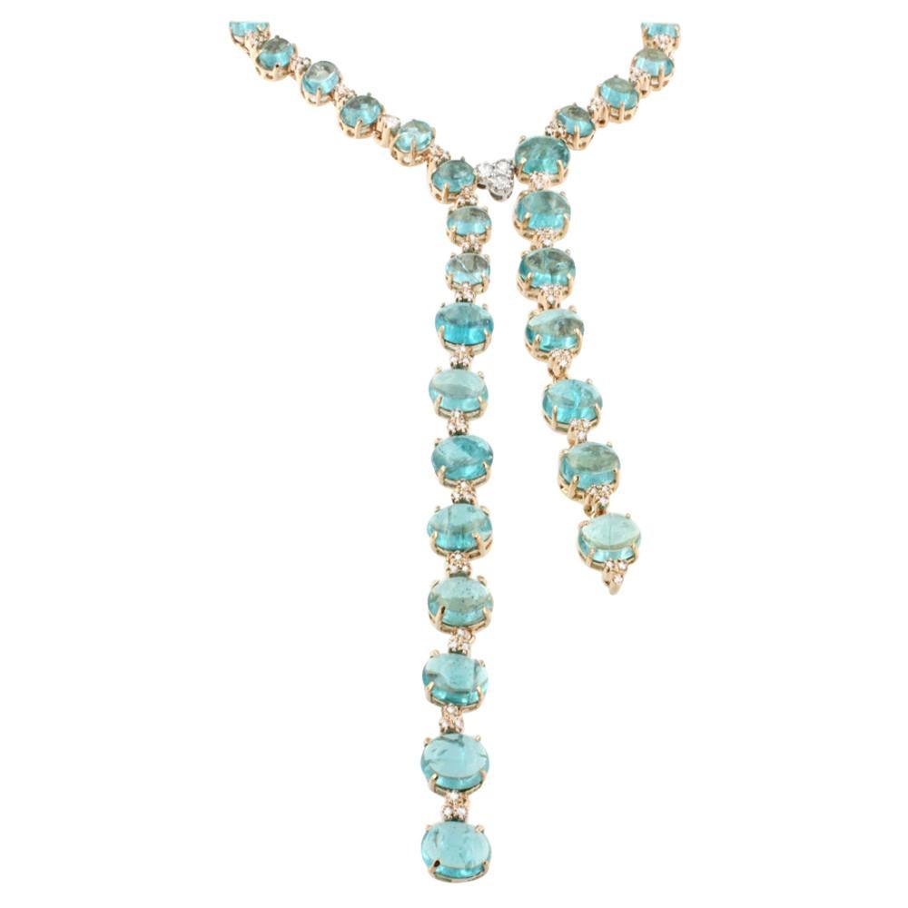 18 Karat Rose Gold with Apatite and White Diamonds Set For Sale