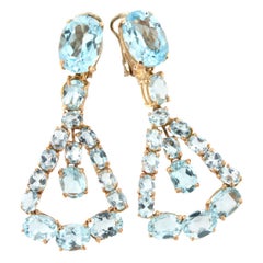 18 Karat Rose Gold with Blue Topaz Earrings