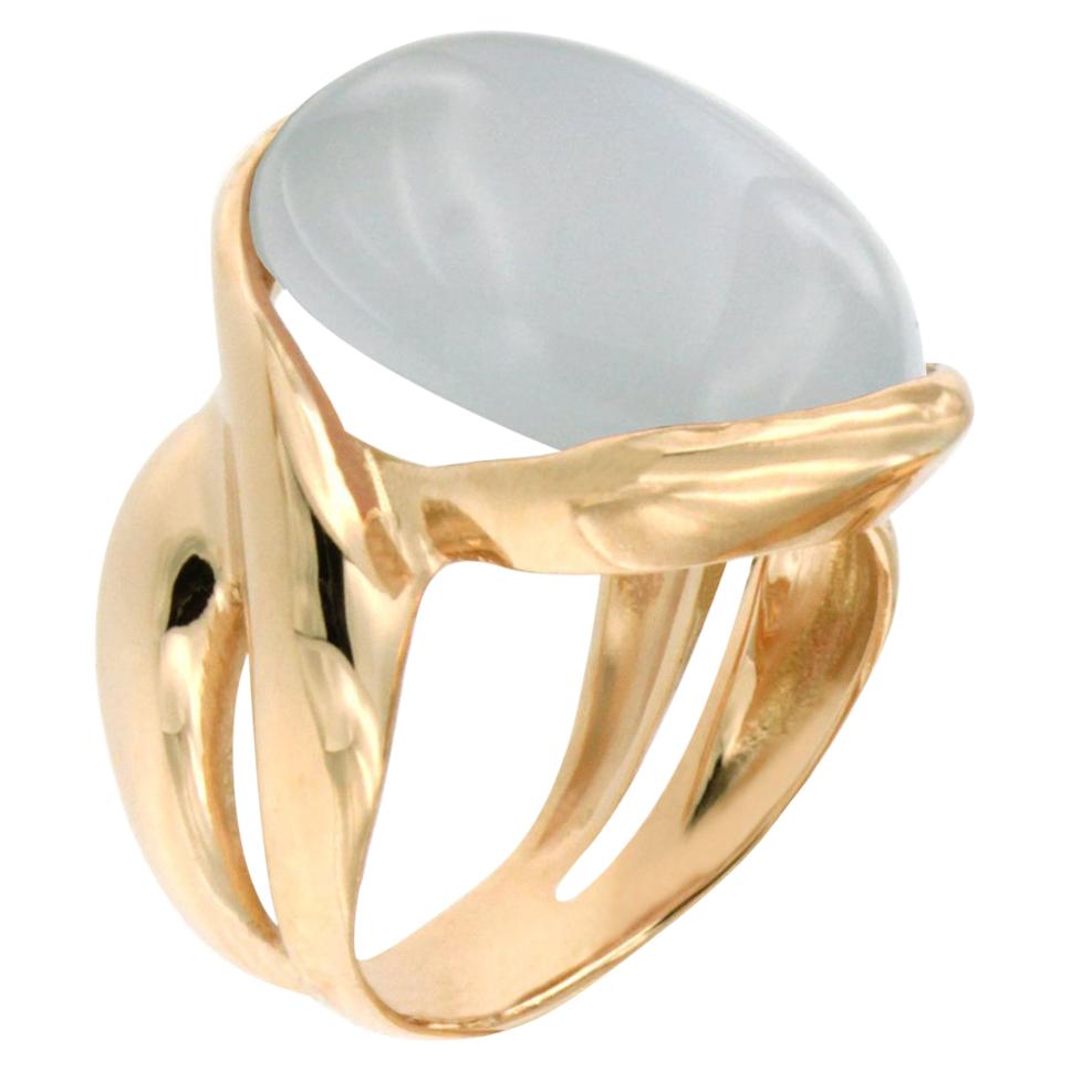 18 Karat Rose Gold with Chalcedony Ring For Sale