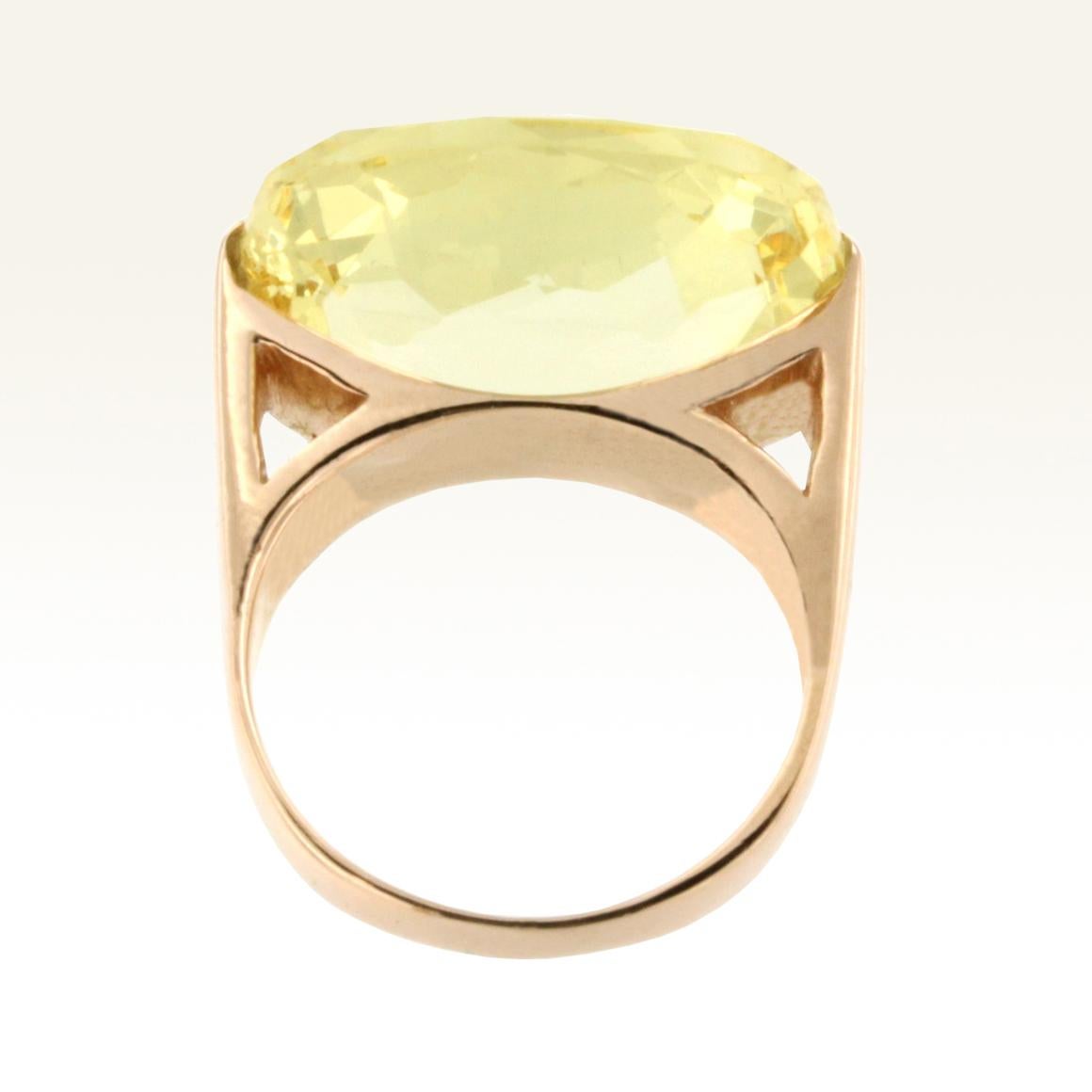 Modern 18 Karat Rose Gold with Lemon Quartz Ring