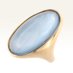 18 Karat Rose Gold with Mother of Pearl and Blue Topaz Modern  Ring