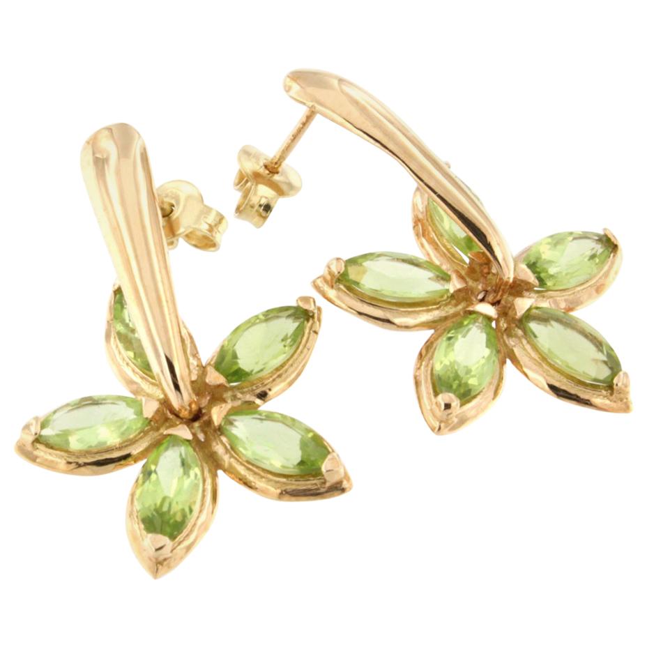 18 Karat Rose Gold with Peridot Earrings For Sale