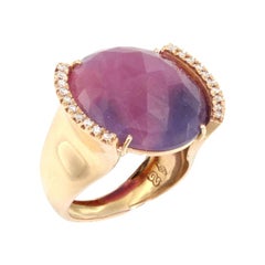 Anello in oro rosa 18 carati con rubino e diamanti bianchi