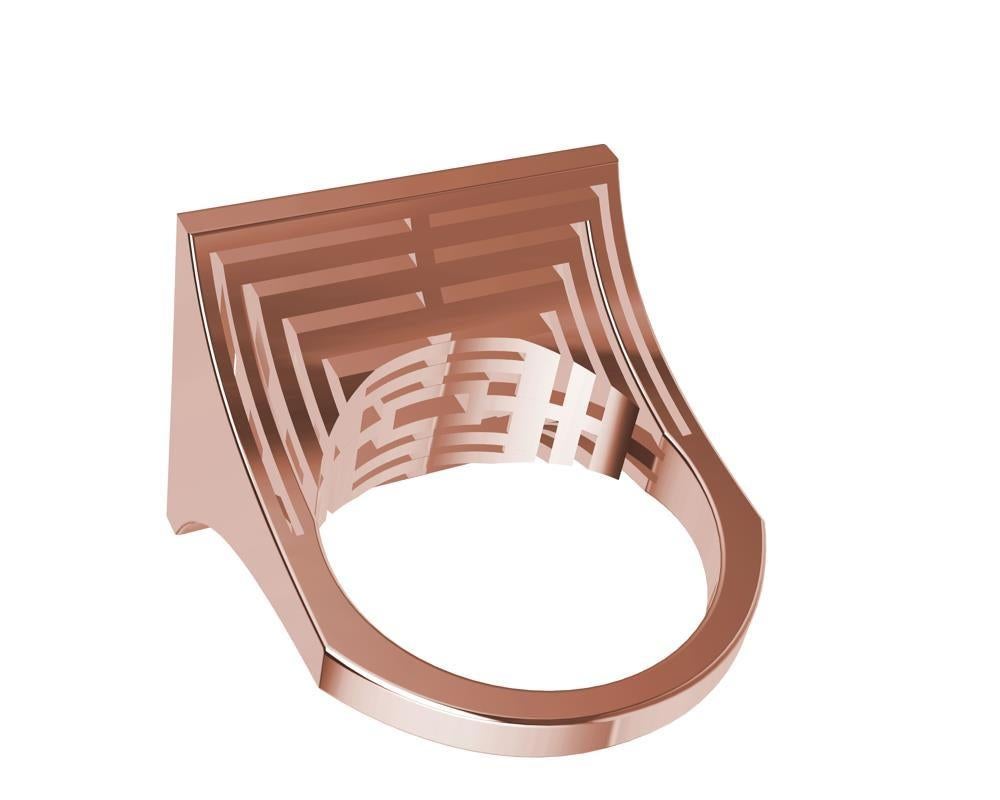 18 Karat Rose Gold Women's Rectangle Rows Ring 11