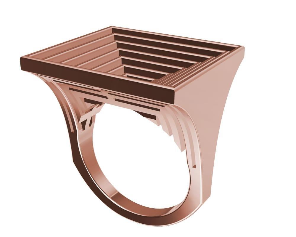 18 Karat Rose Gold Women's Rectangle Rows Ring 5