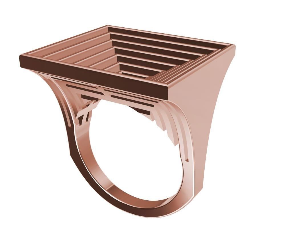 For Sale:  18 Karat Rose Gold Women's Rectangle Rows Ring 5