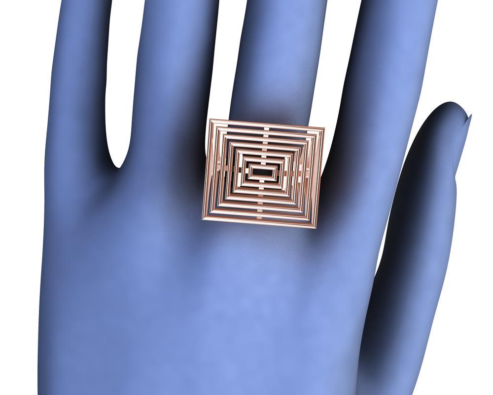 18 Karat Rose Gold Women's Rectangle Rows Ring 6