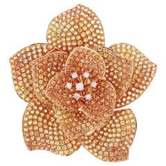 18 Karat Rose Gold Yellow and Orange Sapphire Diamond Ring