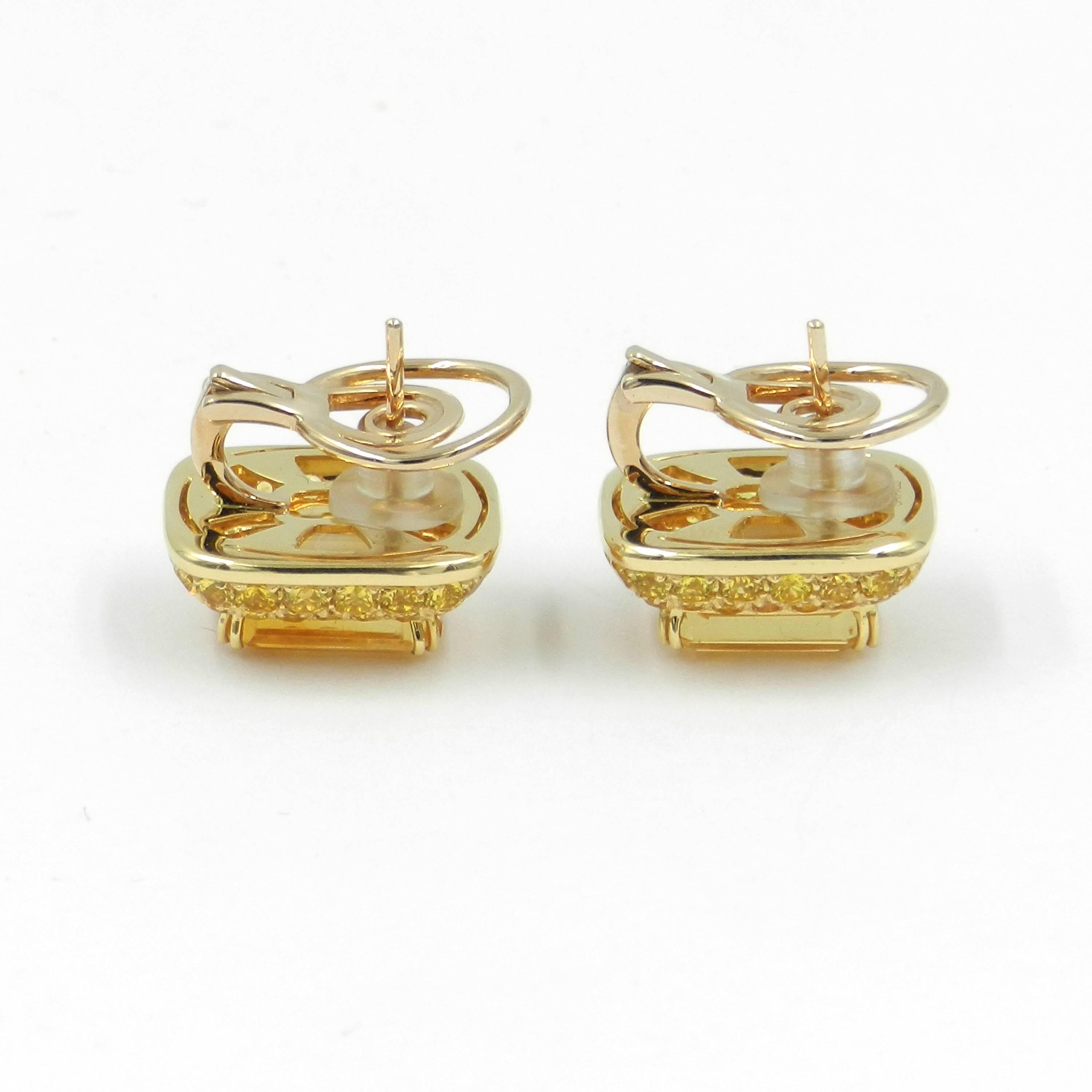 18 Karat Yellow Gold Yellow Sapphire and Citrine Garavelli Earrings In New Condition In Valenza, IT