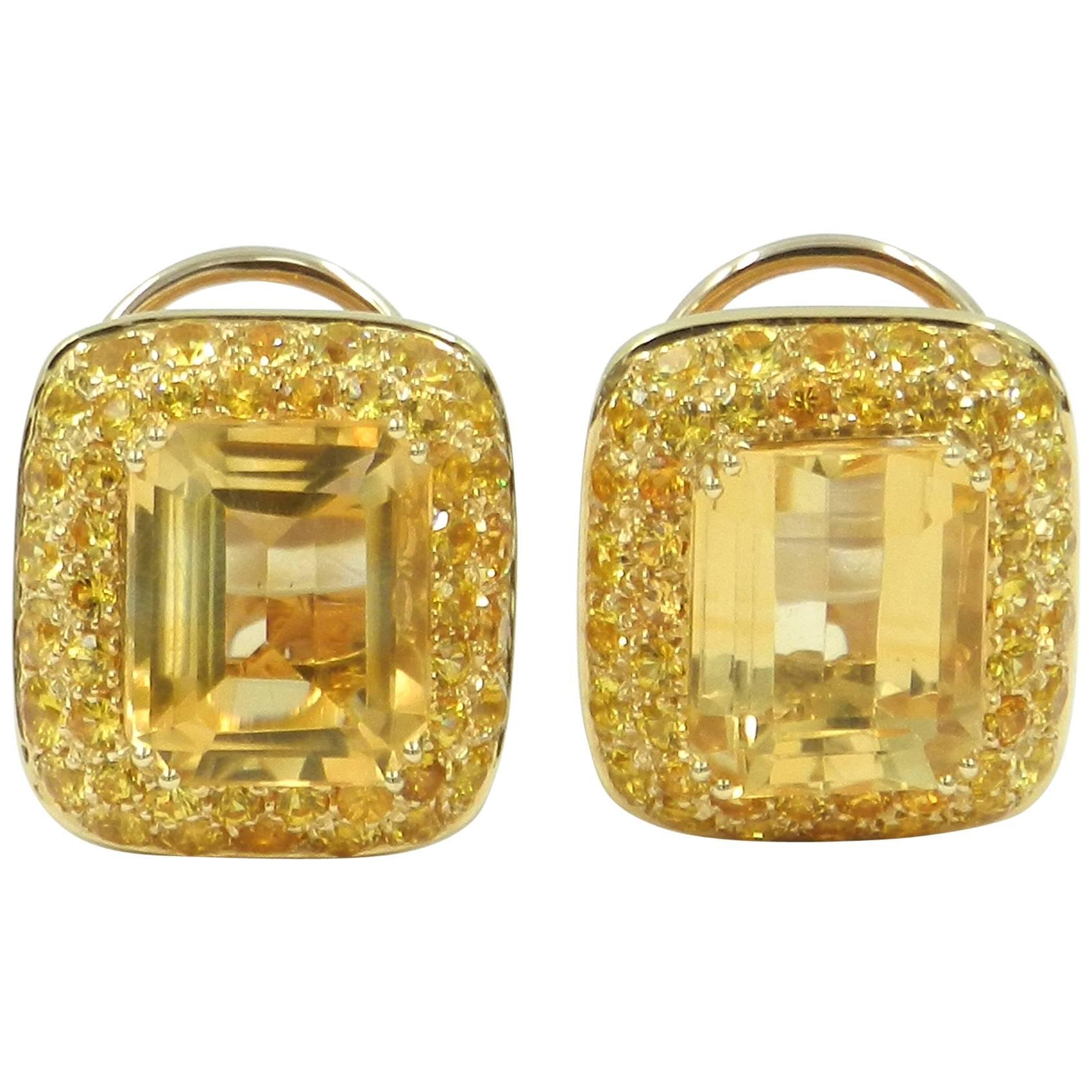 18 Karat Yellow Gold Yellow Sapphire and Citrine Garavelli Earrings