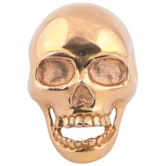 18 Karat Rose Large Skull Ring