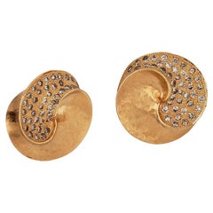 18 Karat Rose Swirl Brown Diamond Earrings