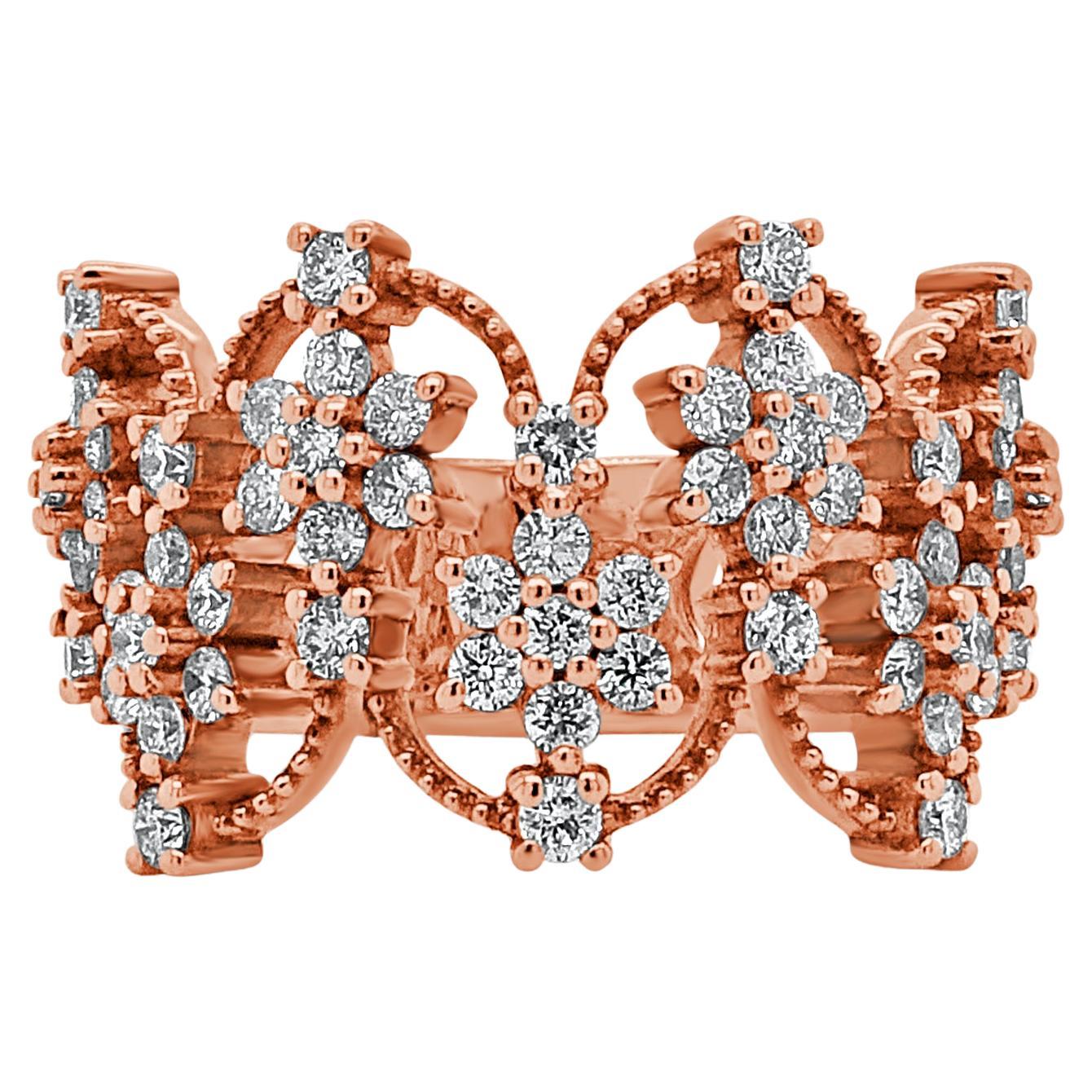 18 Karat Rose White Gold Diamond Ring