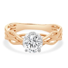 Anello di fidanzamento con diamante taglio Brilliante rotondo in oro rosa e bianco 18 carati