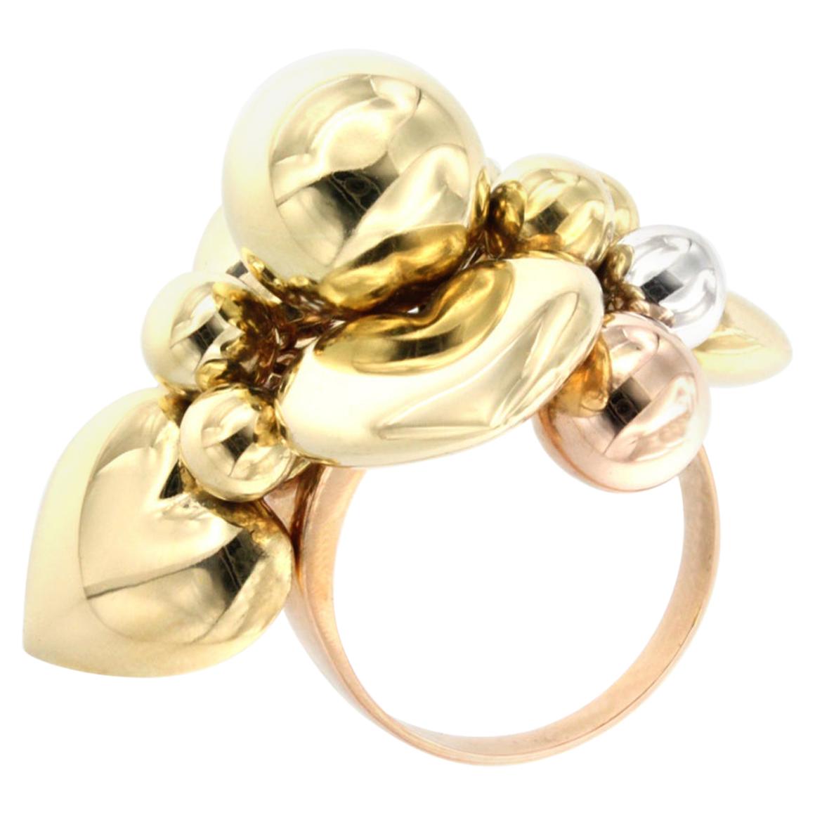 18 Karat Rose Yellow and White Gold Ring For Sale
