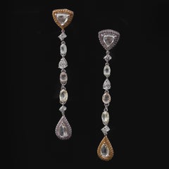 18 Karat Rose & Yellow Gold Rock Candy Earrings with Fancy Color Diamonds