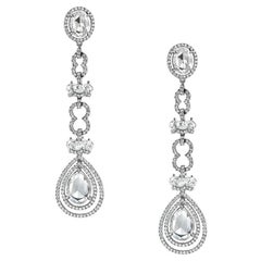 18KT Earrings with Rosecut Pear Shaped Diamonds and  Diamonds Beads