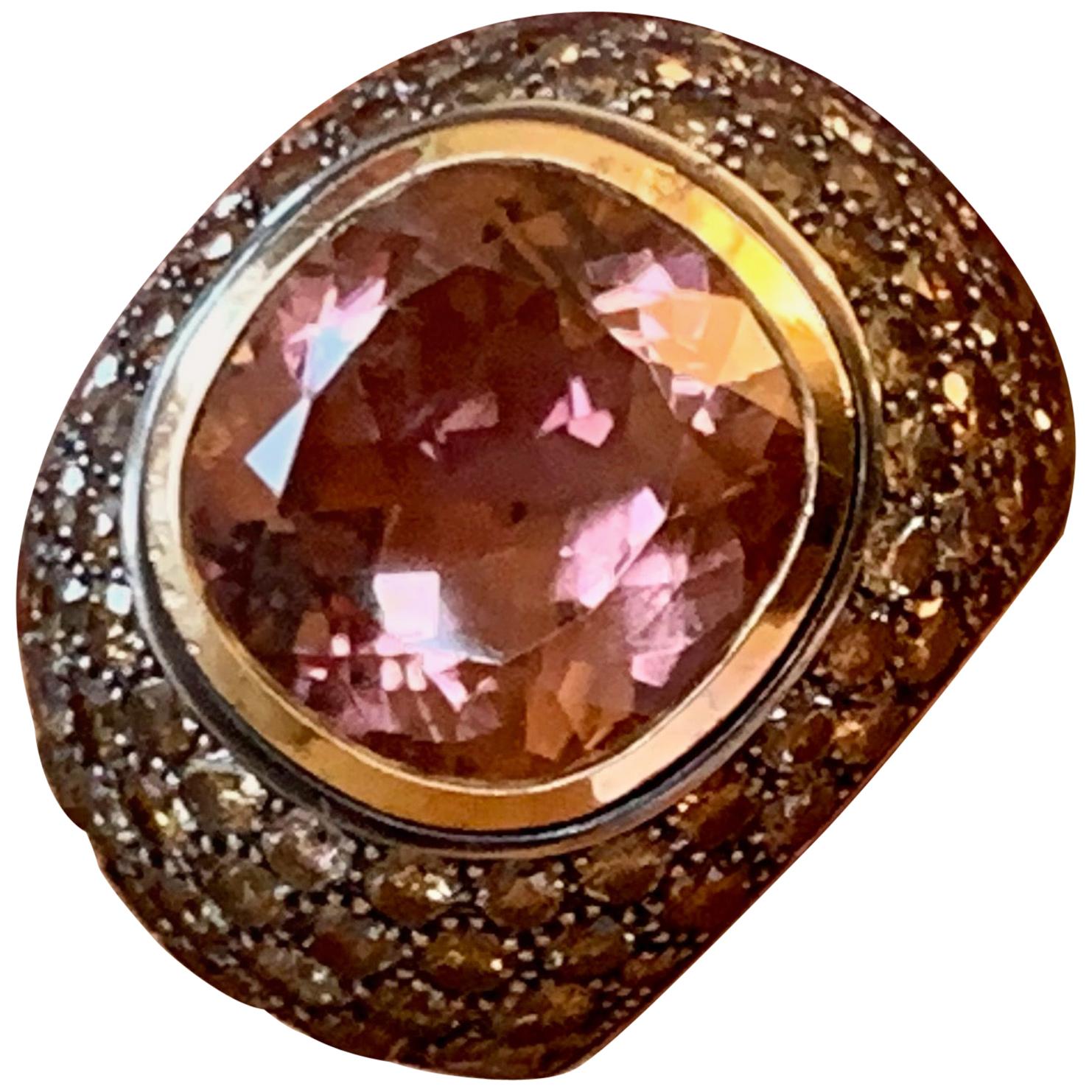 18 Karat Rosegold Cocktail Ring Pink Tourmaline Champagne Diamonds Majo Fruithof For Sale