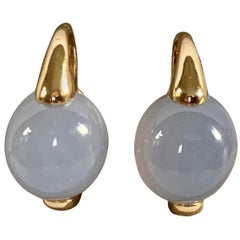 18 Karat Rosegold Pomellato Earrings "Luna" with Chalcedony