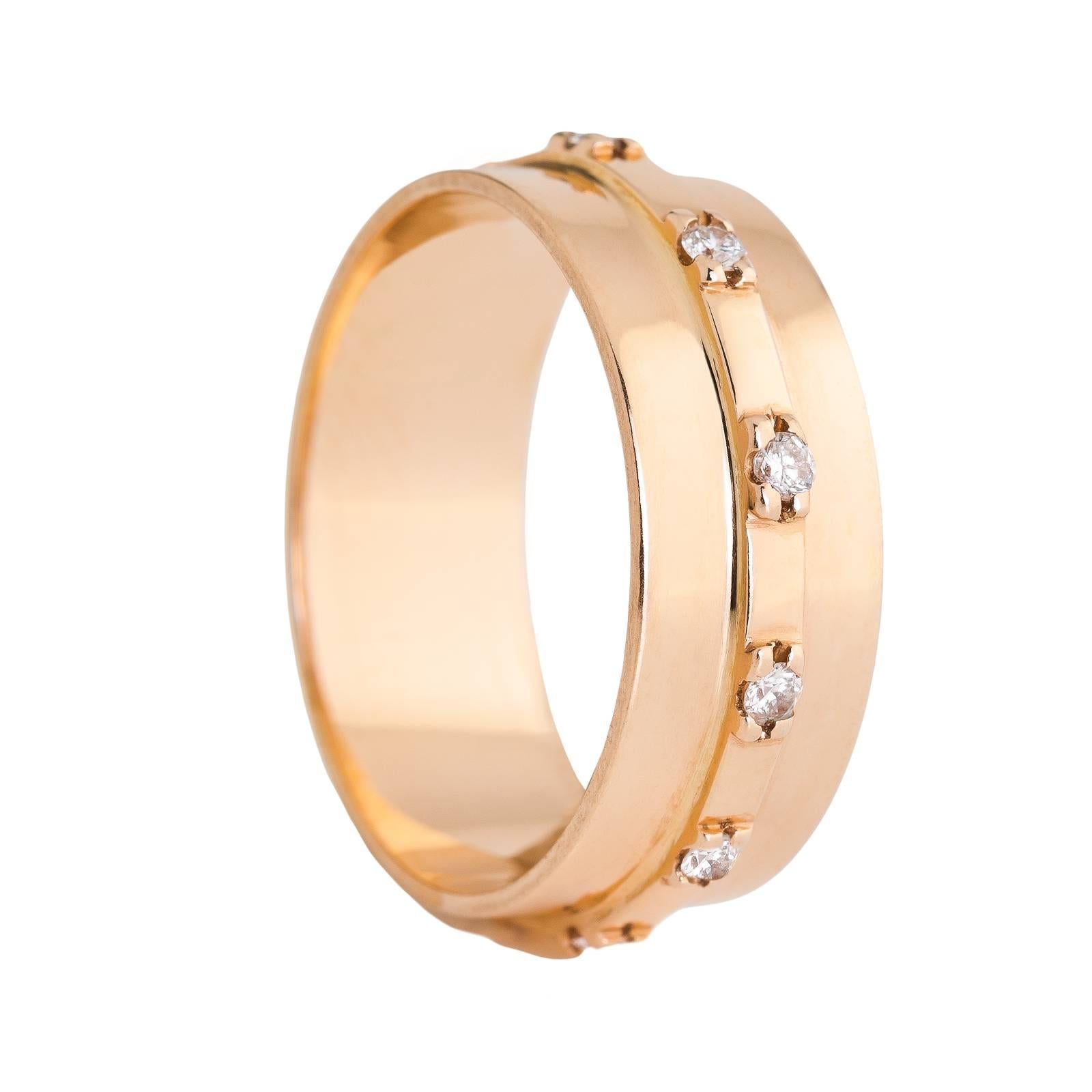 18 Karat Gold White Diamonds 0.15 Carat Engagement Wedding Band Ring  For Sale