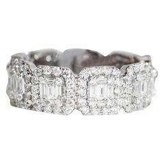 18 Karat Round and Baguette Diamond Eternity Band