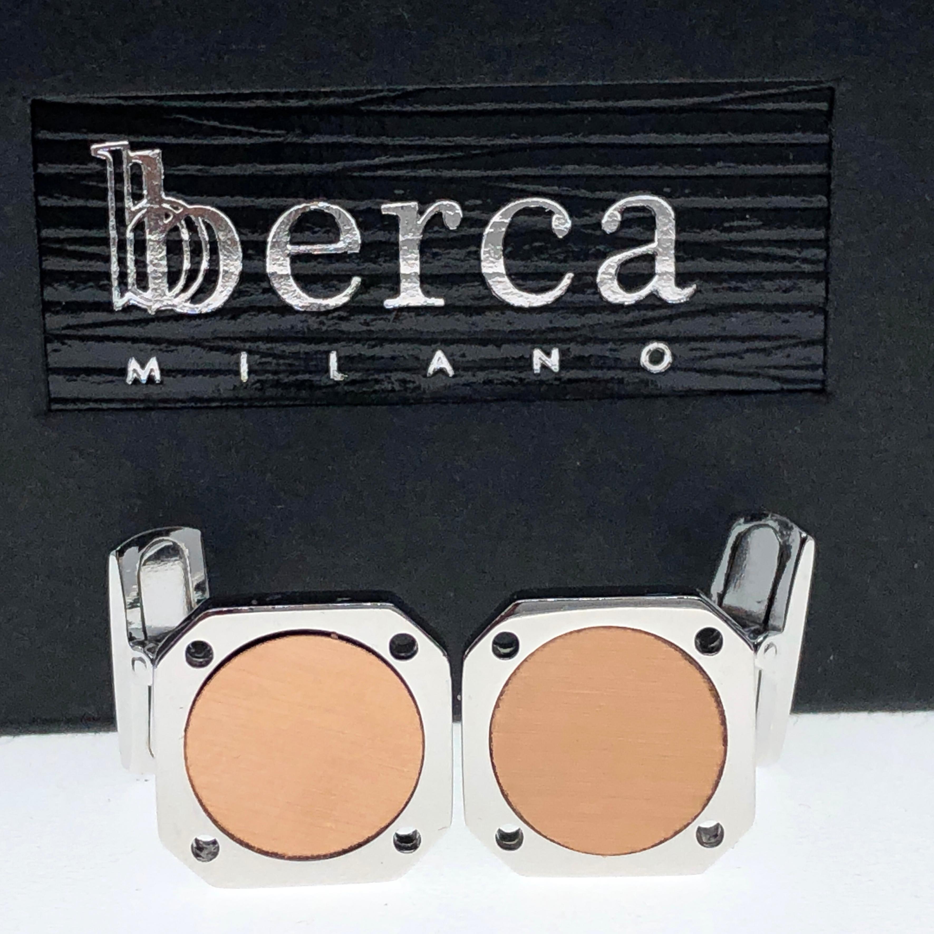 Chic and Timeless, Round Brushed 18Kt Rose Gold in a Rounded Corner Squared Shaped Polished, Mirror Finish, Sterling Silver Cufflinks, T-bar back.
In our smart fitted Black Box and pouch.
.
