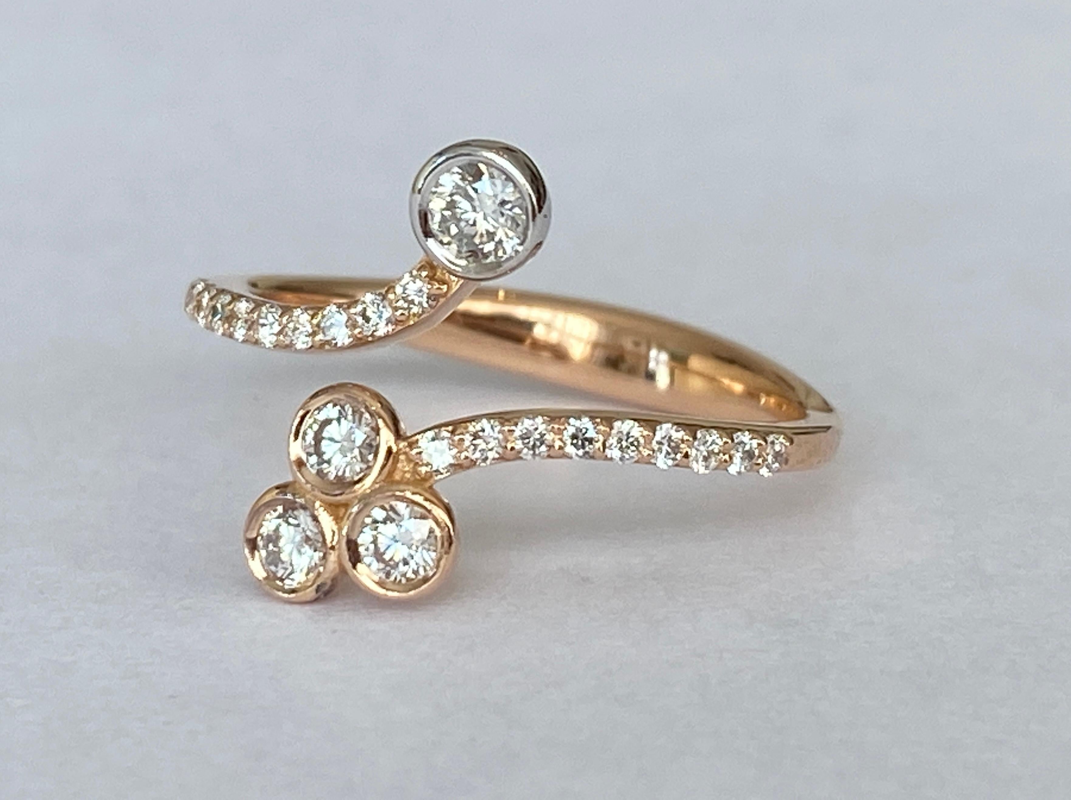 Contemporary 18 Karat Roze gold Diamond Ring For Sale