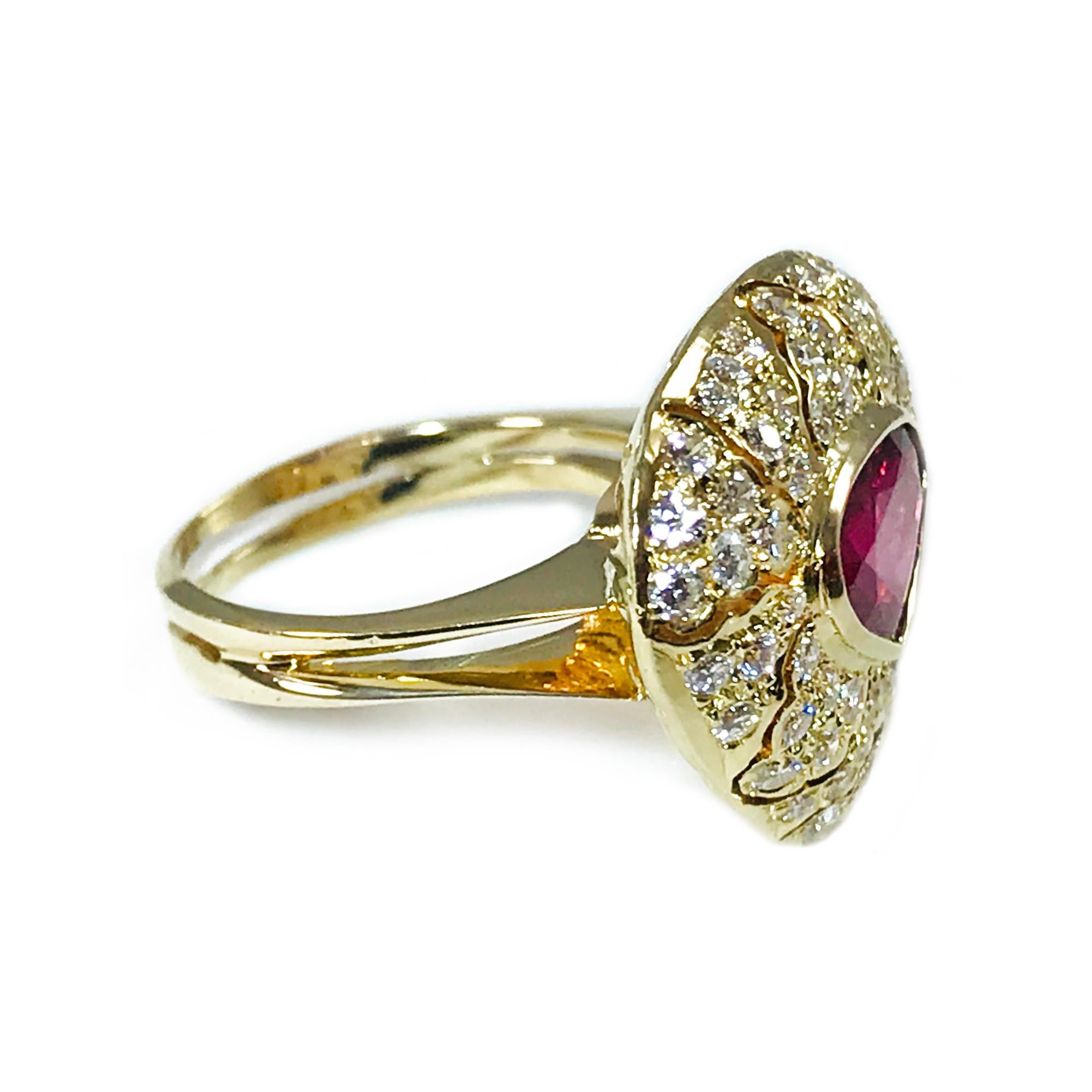 Contemporary 18 Karat Rubellite Tourmaline Diamond Ring