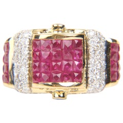 18 Karat Illusion Ruby and 1.21 Carat Diamond Ring