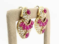 18 Karat Ruby and Diamond Drop Earrings