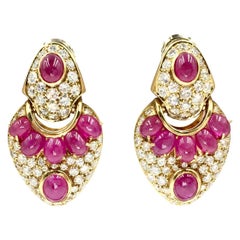 18 Karat Ruby and Diamond Drop Earrings