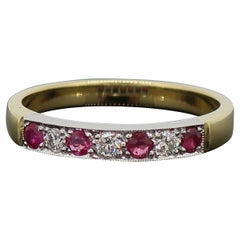 Antique 18 Karat Ruby and Diamond Eternity Band Ring Yellow and White Gold