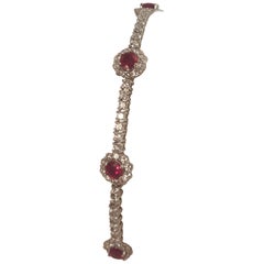 18 Karat Ruby and Diamond Inline Bracelet