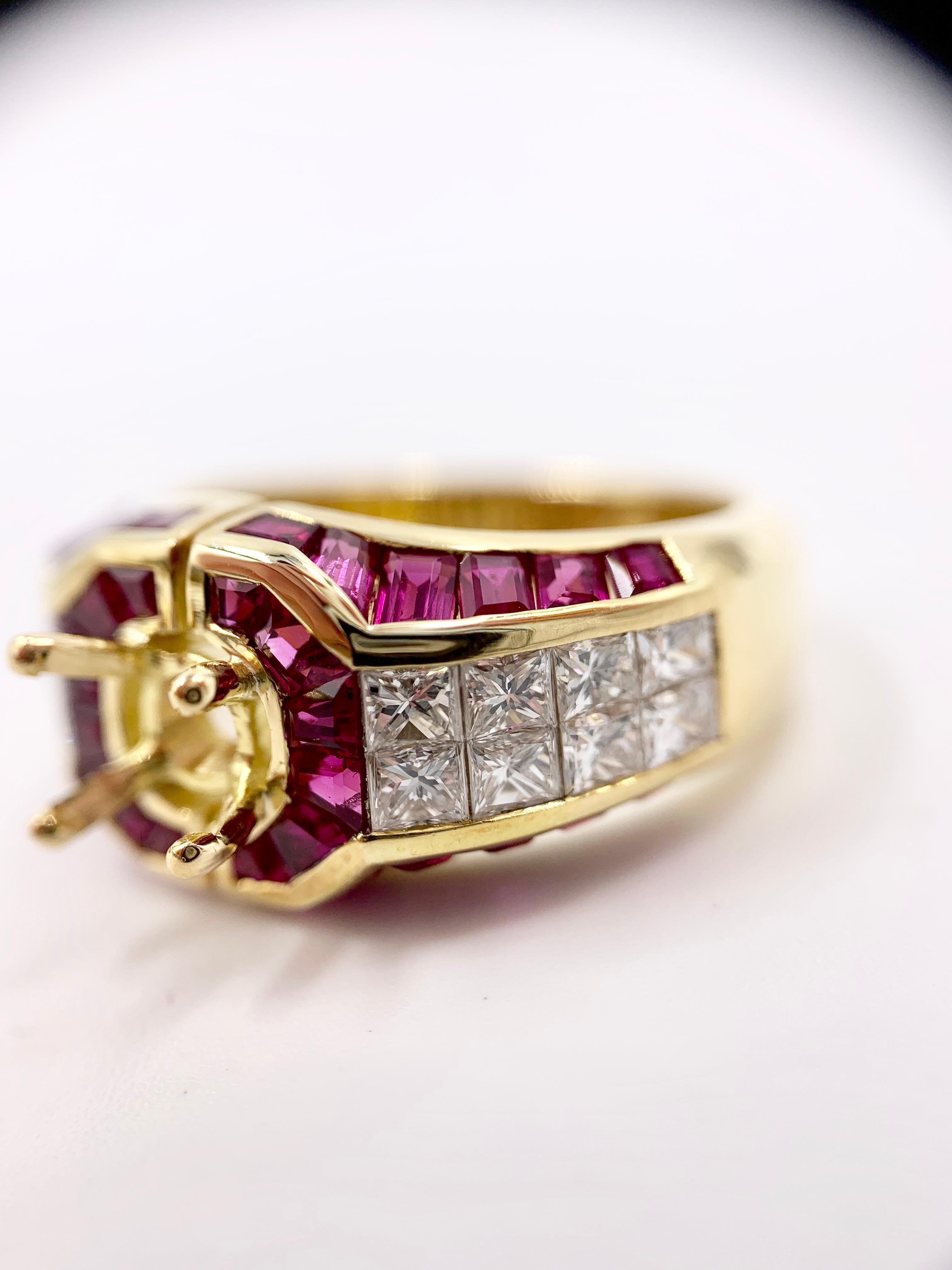 18 Karat Ruby and Diamond Mounting Ring For Sale 7