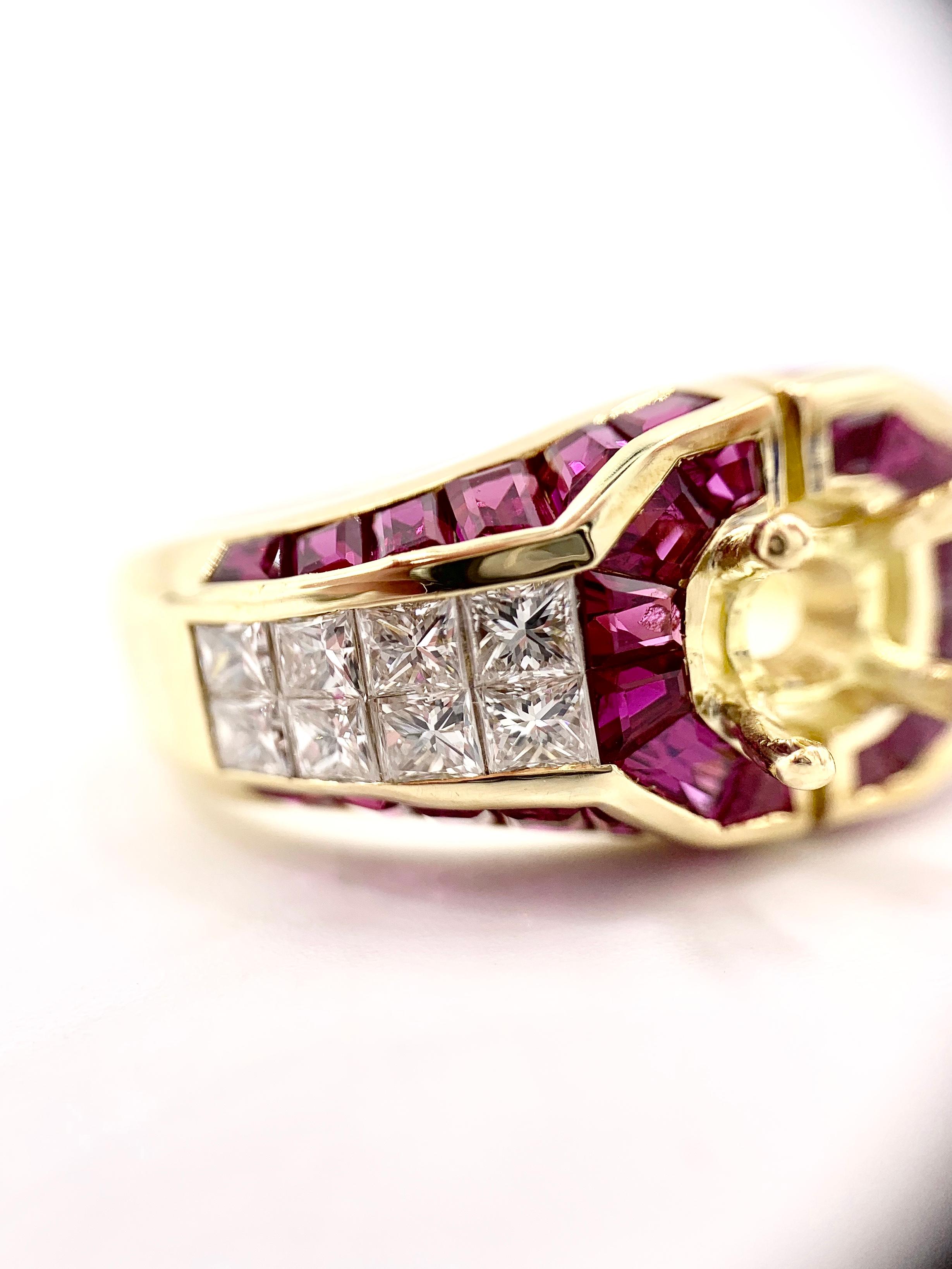 18 Karat Ruby and Diamond Mounting Ring For Sale 8