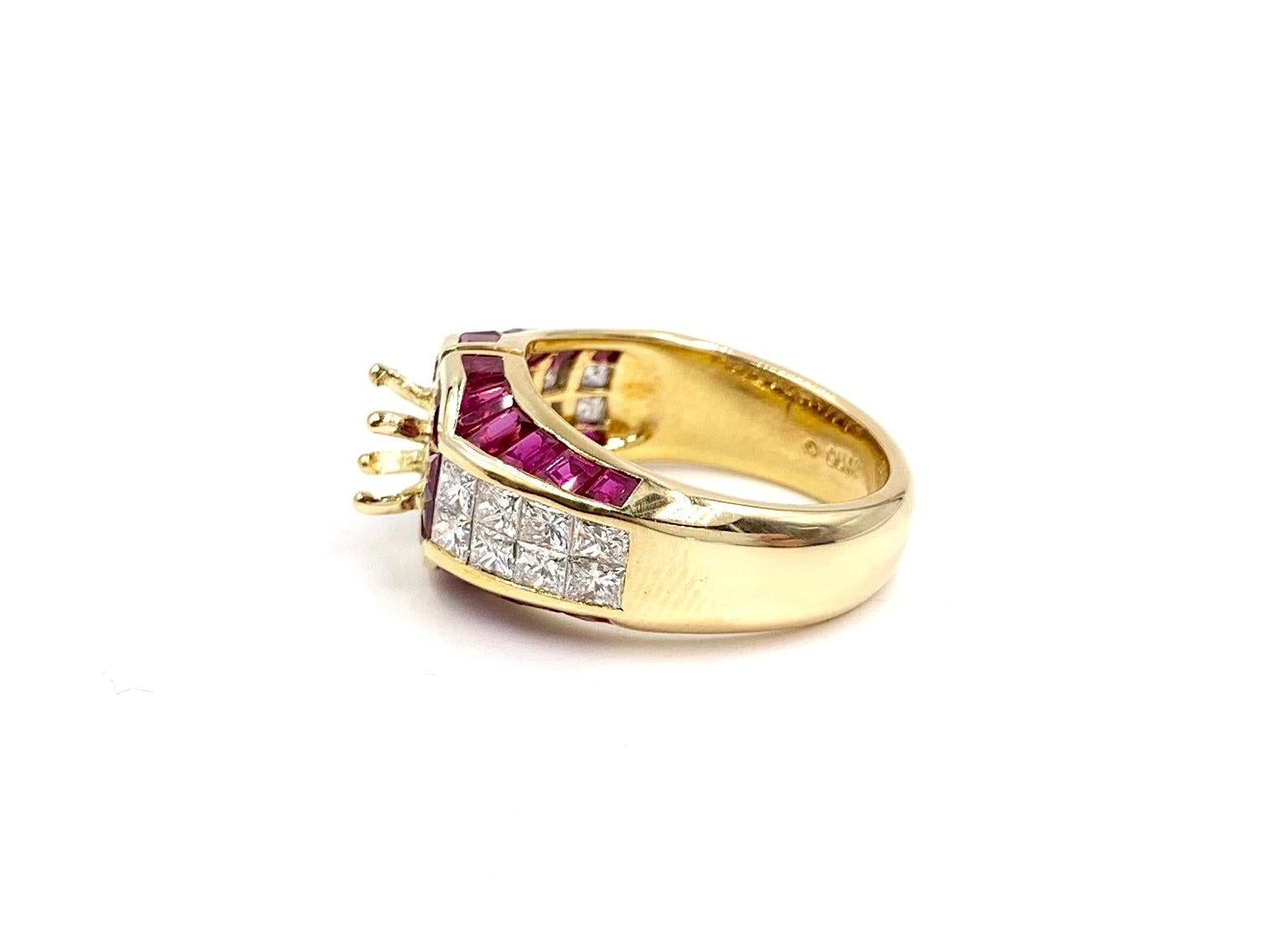 18 Karat Ruby and Diamond Mounting Ring For Sale 2