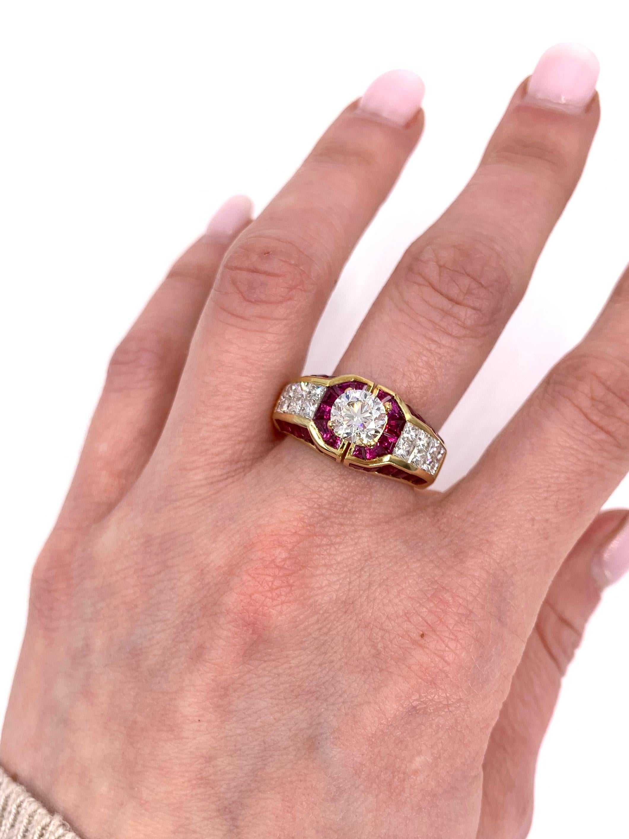 18 Karat Ruby and Diamond Mounting Ring For Sale 4