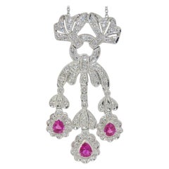18 Karat Ruby and Diamond Pendant Necklace
