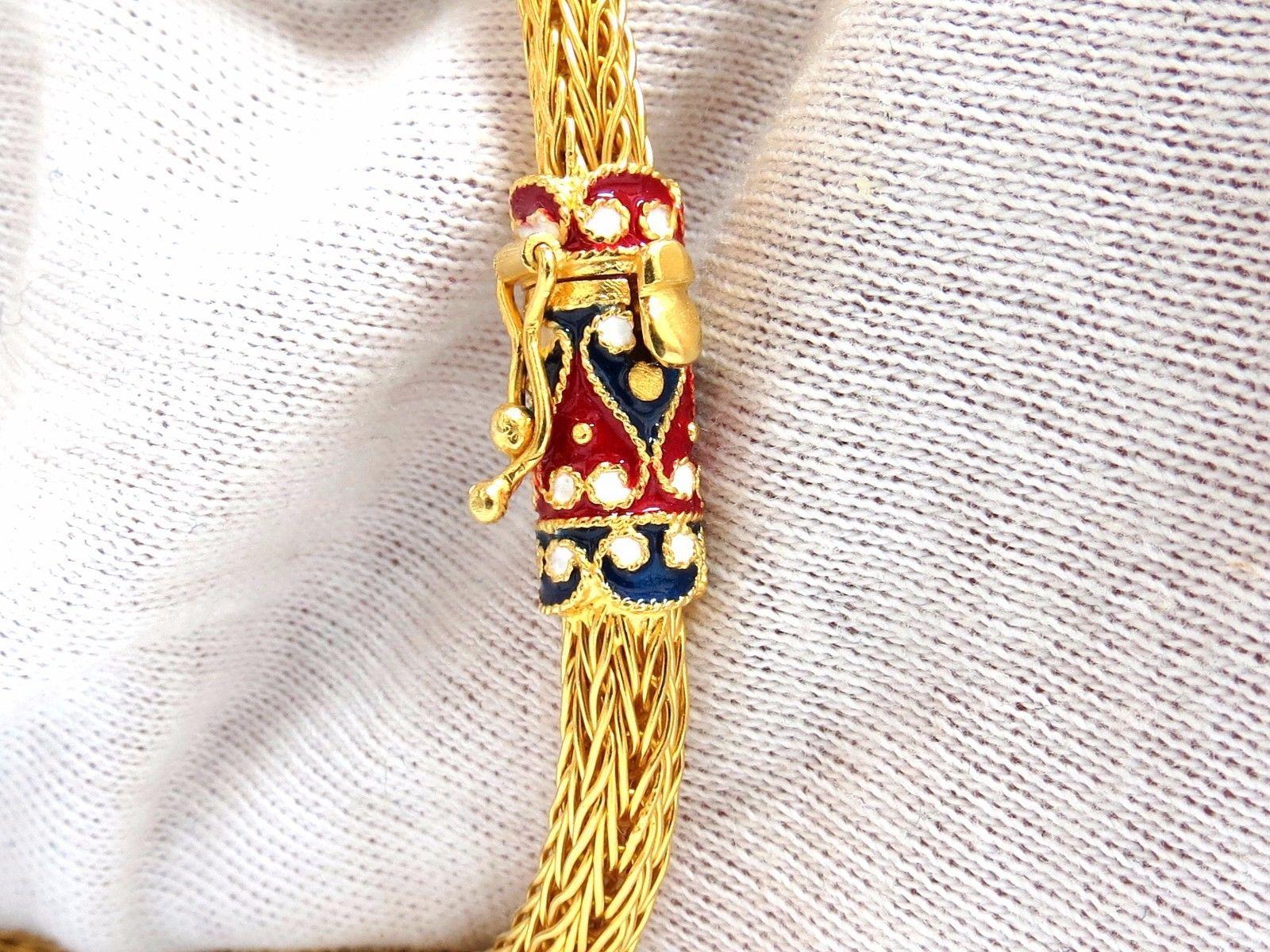 18 Karat Sailor's Knot Enameled Weave Necklace Long Bolo Tassel Deco 132 Grams In New Condition For Sale In New York, NY