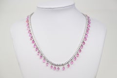 18 Karat Sapphire and 9.17 Carat Diamond Fringe Necklace