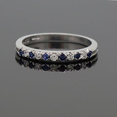 18 Karat Sapphire and Diamond Eternity Band Ring White Gold